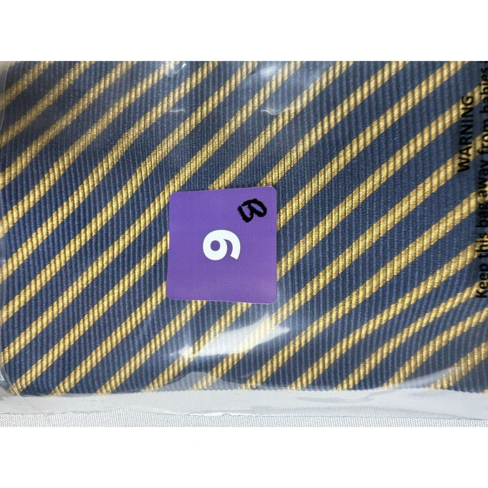 Brooks Brothers Makers Gold‎ Blue  Horizontal Stripe Tie 100% Silk Made in USA